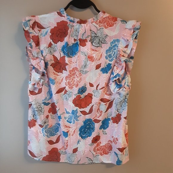 BB Dakota Steve Madden Flutter Away Floral Print Ruffle Tie Top New! S - Picture 11 of 16